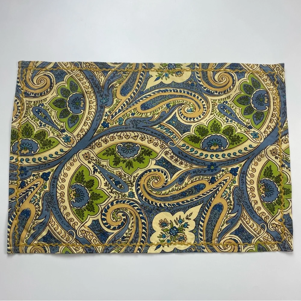 April Cornell Placemats 4 Paisley Floral Table‎ Linens Green Blue Dining Room
